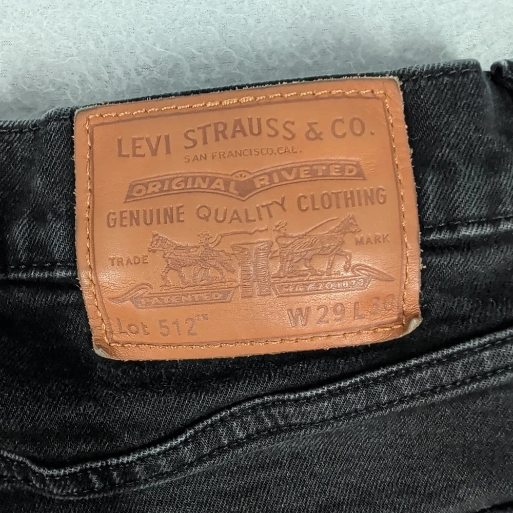 Levi's Jeans Men 29x30 Black 512 Skinny Fit 28833-0848 Denim Casual BIG E